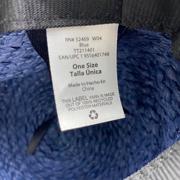 Women Navy Blue Wide Brim Floppy Straw Hat Pom Pom Trim Striped Band Beach - Picture 6 of 6